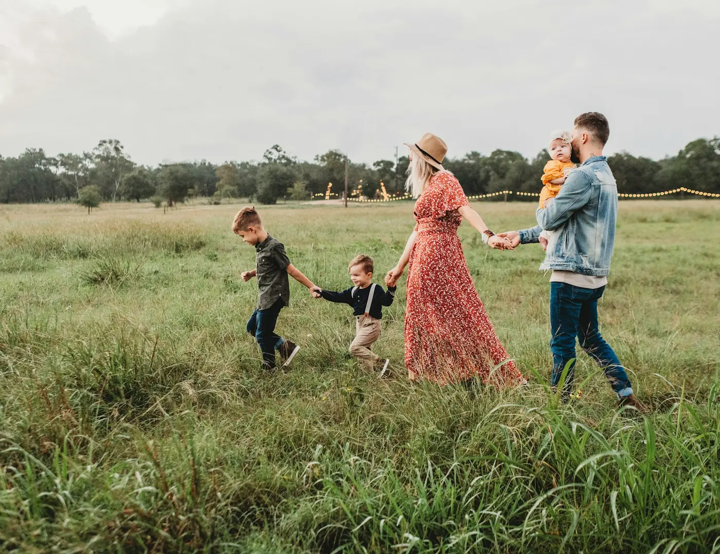 Family walking together outdoors